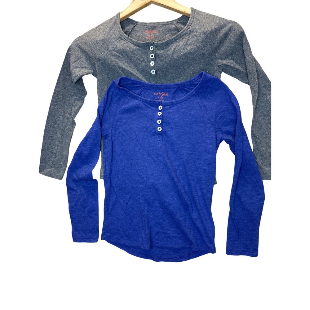 Cat & Jack Girls Long Sleeve Shirt Size‎ 7/8 Gray Violet Colorful Speck Heather